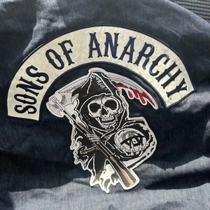 Sons Of Anarchy Denim Jacket With Hood SOA Highway Reaper Full Zip Size Med - Picture 1 of 6