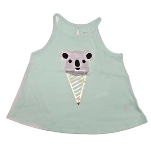 CAT & JACK Toddler Girl's Sleeveless Koala on Ice Cream Cone Top in Aquamint, 5T - Picture 1 of 1
