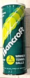 Vintage Bancroft Metal Tennis Ball Can W/ 3 Original Balls - Optic Yellow - Picture 1 of 5
