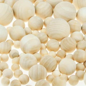 142 Pieces round Wood Balls Unfinished Craft Wood Balls Small Wood Balls round W - Picture 1 of 7