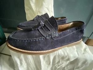 RIVER ISLAND mens flat loafer suede navy shoes size 8 - Picture 1 of 7