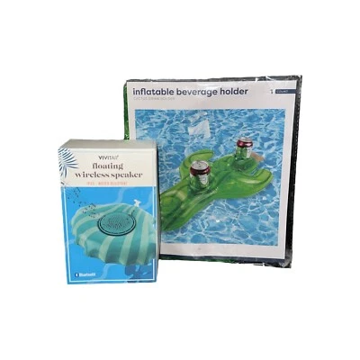 Altavoz de piscina Vivitar flotante inalámbrico Bluetooth resistente al agua y soporte para bebidas Foto 1 de 4