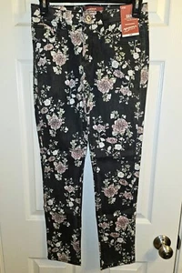 Arizona Jeans Girls Denim Size 14 Black Skinny Slim Floral Low Rise - Picture 1 of 2
