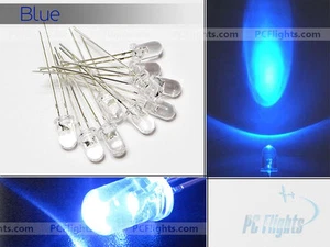 10pc - BLUE 5MM WATER CLEAR HIGH EFFICIENCY ROUND SHAPE HEAD LED BULBS - Picture 1 of 1