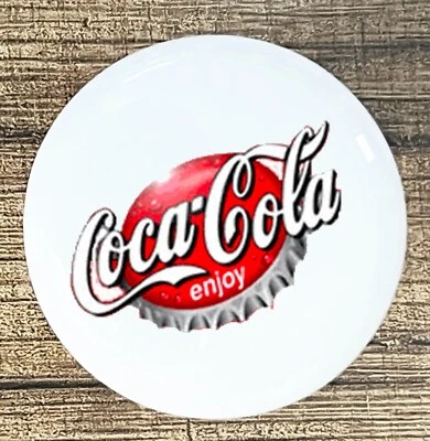 COKE CAP COLA WHITE CERAMIC KITCHEN CABINET DRESSER KNOB DECOR - Image 1 of 2