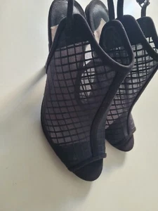 WOMENS FAITH HEELS SANDALS BREATHABLE UK6 BLACK SUEDE - Picture 1 of 6