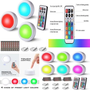 EverBrite Tap Light Push Light LED Lights  Wireless Light w/12 RGB Color 3PK/6PK - Picture 1 of 12