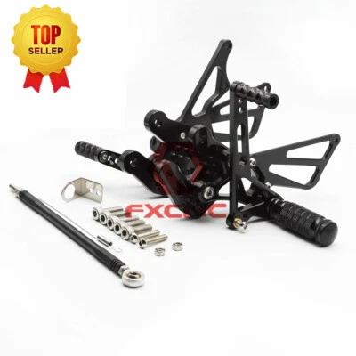 Fit Suzuki GSXR1000 K7 K8 2007-2008 CNC Black Front Rearset Footpegs Footrests - Image 1 of 4