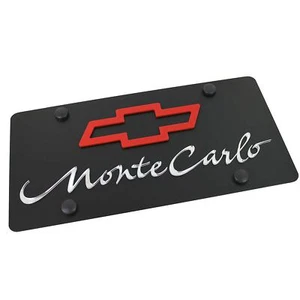 Placa de matrícula de Chevy con doble logotipo (rojo sobre negro) - Imagen 1 de 4
