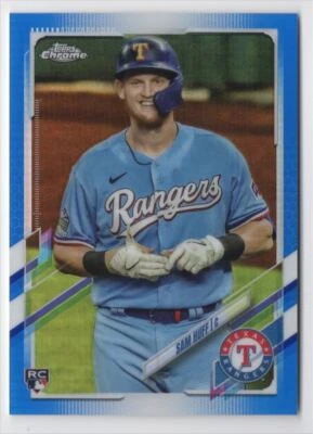 2021 Topps Chrome Blue Refractor Sam Huff 105/150 Texas Rangers #81 - Image 1 of 2