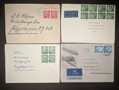 Germany 1954 DDR Heuss Covers with tabs, Block of 8, Lufthansa cachet Air Mail - Image 1 of 4