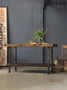 Industrial Workbench, Butcher Block Table, Machinist Workbench, Kitchen Table - Picture 1 of 11