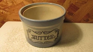 Antique Blue & White Stoneware Butter Crock - Picture 1 of 3