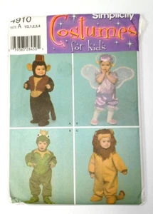 VTG Simplicity 4910 Monkey Lion Frog Fairy Costume Toddlers Sz 1/2-4 UNCUT - Picture 1 of 12