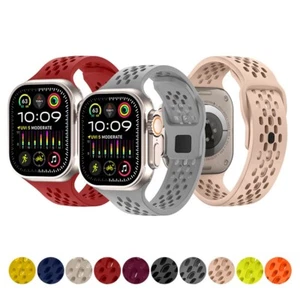 Breathable Sport Watch band Silicone Strap for Apple Watch Series 10 9 8 7 Ultra - Picture 1 of 28