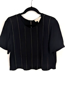 Michael Michael Kors Damen Bluse Large Schwarz/Gold Mini Nieten Krepp NEU - Bild 1 von 12