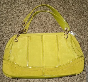 Bolso de mano Maxx New York vintage de charol de gamuza verde para mujer nuevo con etiquetas - Imagen 1 de 12