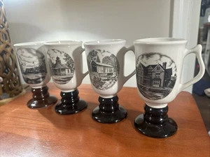Set di 4 tazze vintage con piedistallo HALL Souviner Tri State Pottery Fest OHIO - Foto 1 di 15