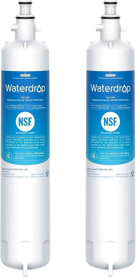 Waterdrop Refrigerator Water Filter, Replacement for GE® RPWFE ,2 Pack - Image 1 of 4
