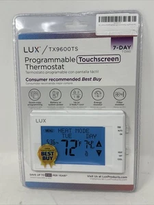 NEW Lux TX9600TS Touchscreen Programmable 7 Day Thermostat White Energy Monitor - Picture 1 of 7