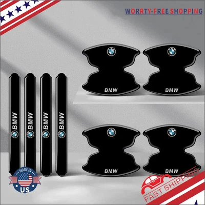 8pcs Fits for BMW Car Black Car Door Handle Bowl Scratch Sticker Protector Film - Image 1 of 4