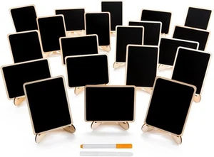 20 Pack Wood Mini Chalkboards Signs with Support Easels, Place Cards, Small - Picture 1 of 7