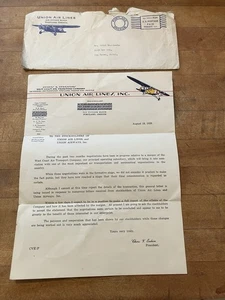 1929 Union Air Lines/Airways West Coast Air Transport Co. Carta Ford Trimotor - Imagen 1 de 7