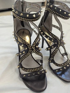 Sandalia de Noche Michael Kors Marrón Larissa Tachuelas Tirantes Talla 7.5M - Imagen 1 de 13