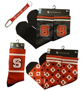 NCAA North Carolina NC State Wolfpack Strideline 3 Pair Socks, Keychain Lot - Picture 1 of 1