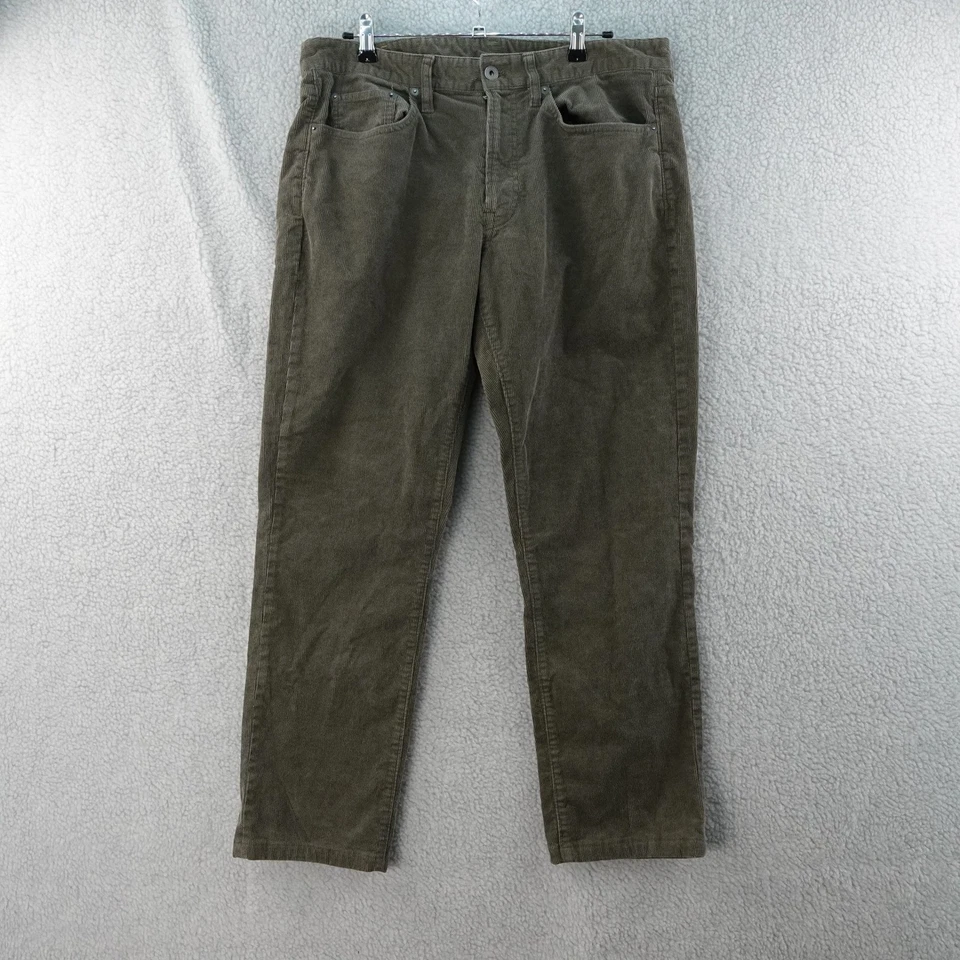 Calça de veludo verde oliva masculina Bonobos 34x34 perna reta frente plana elástica - Imagem 1 de 4