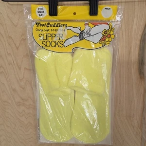 Calcetines Zapatilla Mujer Foot Cuddlers Vintage Años 70 Amarillo Downy Suave Difuso Talla 9-11 - Imagen 1 de 12