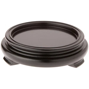 Plymor Black Round Wood Veneer Footed Display Base, 4.125" W x 4.125" D x 1" H - Picture 1 of 1