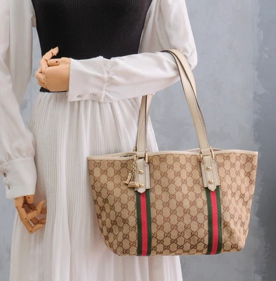 GUCCI Charm Tote Shoulder Hand Bag GG Sherry Line Horsebit Authentic - Image 1 of 4