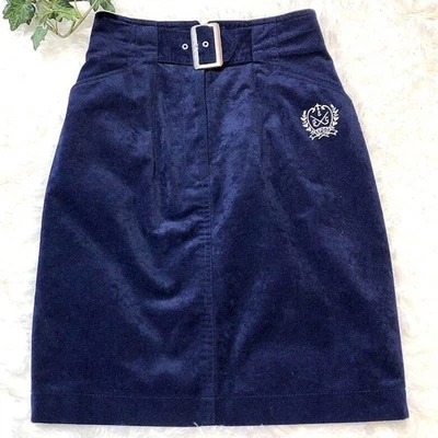 Gerulan GINZA Golf Skirt Navy Belt Suede Style Used - Изображение 1 из 4