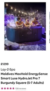 Lay-Z-Spa Maldives MaxHold EnergySense Smart Luxe HydroJet Pro 7 BRAND NEW - Picture 1 of 12
