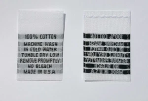 1000pcs WOVEN NON-FRAYING WHITE CLOTHING SEWING LABEL CARE TAG - 100% COTTON - Picture 1 of 1