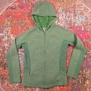 Mountain Hardwear Wool Blend Hoodie Sweater Women Medium Green Full Zip - Picture 1 of 11