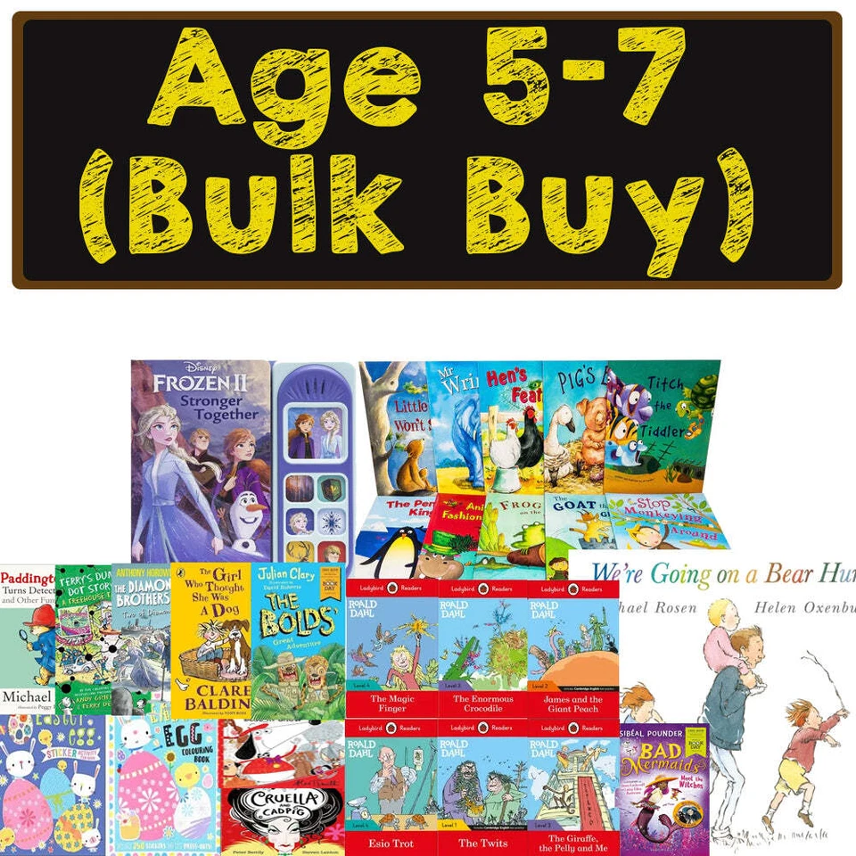 (Age 5-7 Book Bundle Bulk Buy) David Walliams, Roald Dahl, Frozen, Disney Prince - Image 1 of 1
