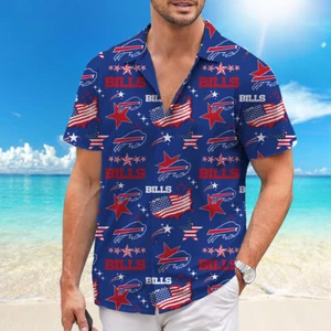 buffalo football hawaiian shirt, america flag, usa team, 2024 playoffs - Picture 1 of 3