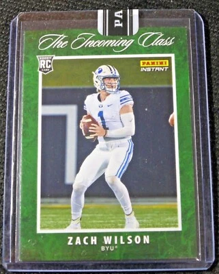 2021 PANINI INSTANT THE INCOMING CLASS ZACH WILSON GREEN #D 1/5 RC New York JETS - Image 1 of 2