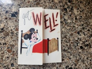 Vintage Walt Disney Mickey Mouse  Get Well Soon Card From Gibson