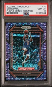 2022 PANINI PRIZM MONOPOLY 70 CHRIS PAUL PURPLE MONEY SHIMMER 45/50 PSA 10๐ฅ๐ฅ๐ฅ - Picture 1 of 2