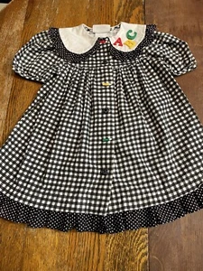 Vintage Bonnie Jean Gingham Dress ABC Button Down Dress W/Ruffle, Size 4 - Picture 1 of 11