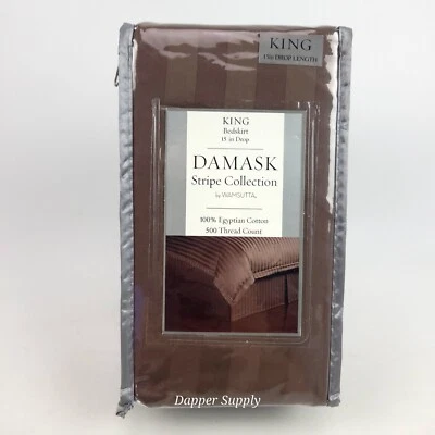 Falda Cama DAMASK RAYA KING 15" Gota Algodón 350TC Color Chocolate Nueva Foto 1 de 4