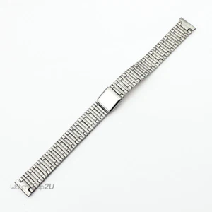 Pulsera de reloj de acero inoxidable plateado de 14 mm con hebilla plegable de extremo recto para dama - Imagen 1 de 5
