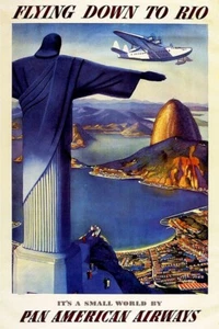 American Airlines Rio Vintage Travel Print  | POSTER 24 X 36 Inches - Picture 1 of 2