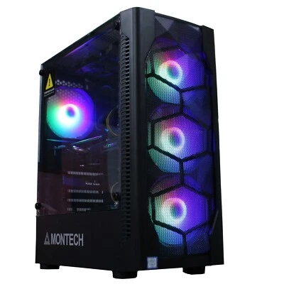 T2M Custom Gaming Desktop PC i7-8700 Liquid Cooling 16GB 512GB RTX 3050 8GB W11H - Image 1 of 2