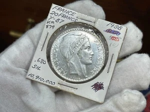 1938 France 20 Francs Silver Coin - Picture 1 of 6