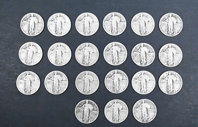 1925-1930 (20) Silver Standing Liberty Quarters 25c Circulated Coins US Mint VG- - Image 1 of 4