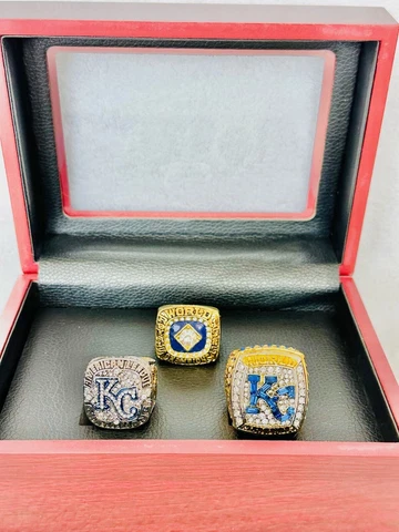 3 PCS Kansas City Royals World Series Ring Set W Box, ๐บ๐ธ SHIP 1985/2014/15 Cover